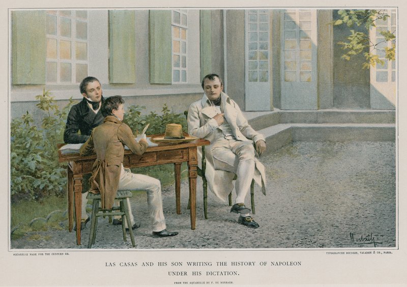 Las Casas og sønnen hans skrev historien til Napoleon under hans diktat av Felicien baron de Myrbach Rheinfeld
