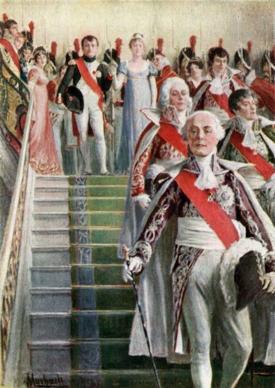 Napoleon og suiten hans drar til messe av Felicien baron de Myrbach Rheinfeld
