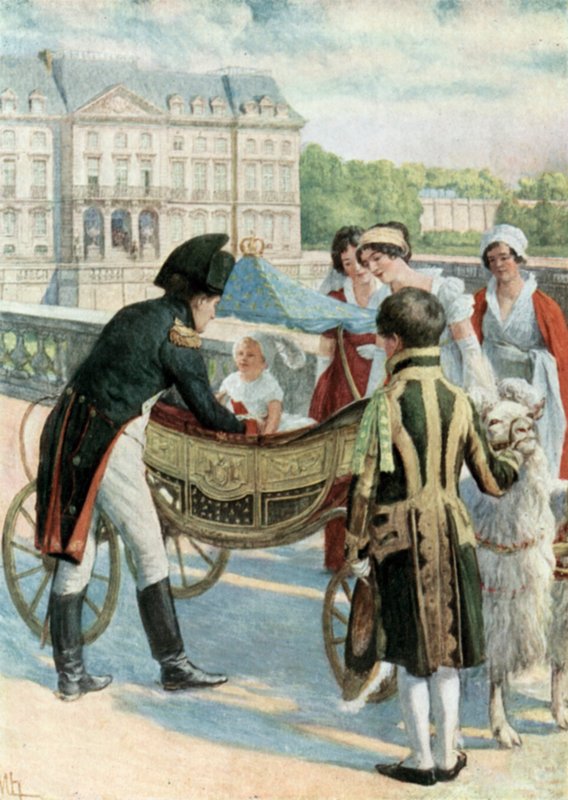 Napoleon og kongen av Roma på terrassen ved Meudon av Felicien baron de Myrbach Rheinfeld