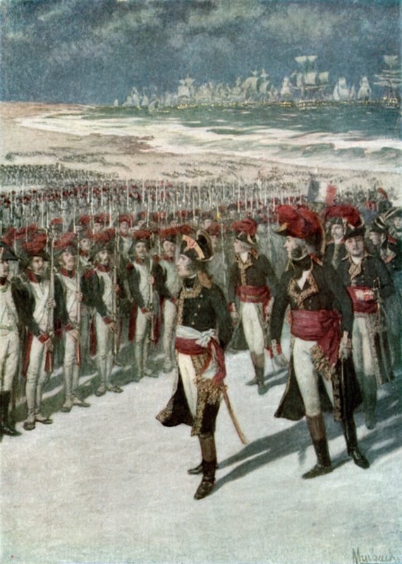 Napoleon gjennomgår troppene ved Boulogne av Felicien baron de Myrbach Rheinfeld