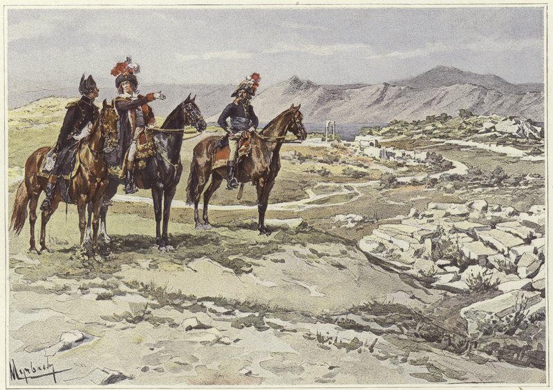 Soldater på hesteryggen undersøker Nicopolis av Felicien baron de Myrbach Rheinfeld