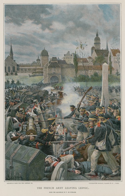 Den franske hæren forlater Leipsic av Felicien baron de Myrbach Rheinfeld