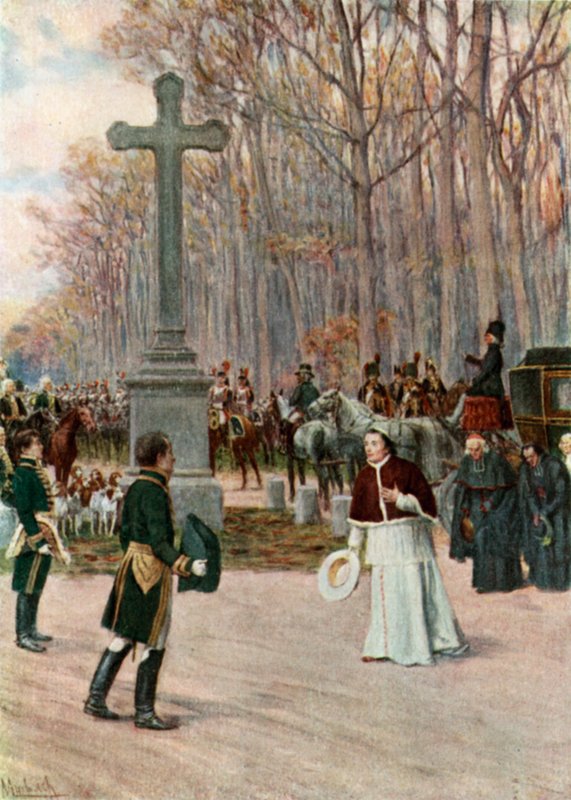 Møtet mellom Napoleon og paven i Fontainebleau av Felicien baron de Myrbach Rheinfeld