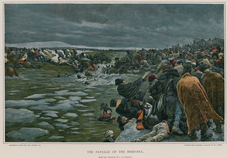 Passasjen av Beresina av Felicien baron de Myrbach Rheinfeld