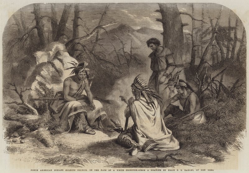 Nordamerikanske indianere holder Council on the Fate of a White Prisoner av Felix Octavius Carr Darley