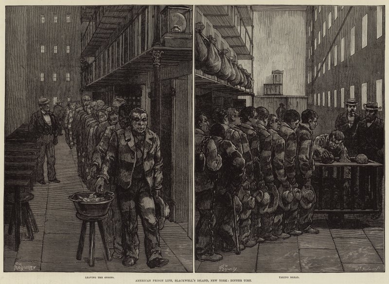 American Prison Life, Blackwell's Island, New York, middagstid av Felix Regamey