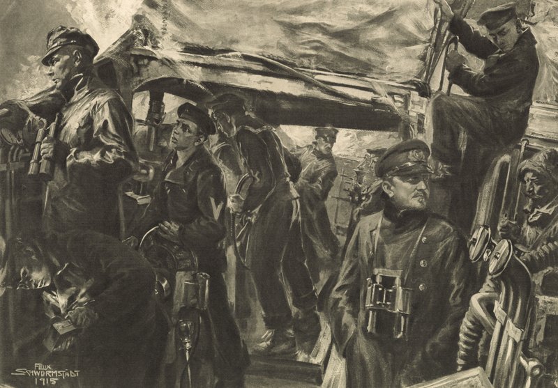 På broen til en torpedobåt under nattespaningen av Felix Schwormstadt