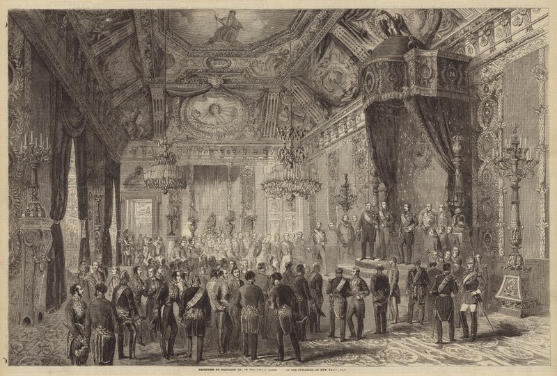 Mottakelse av Napoleon III, i tronrommet i Tuileriene, på nyttårsdag av Felix Thorigny