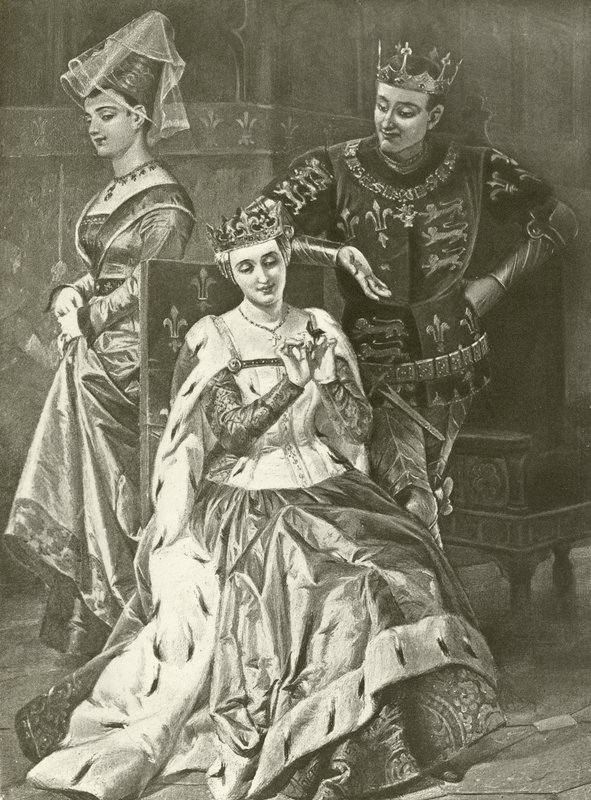Kong Henry Fifth. Akt V, Scene II (gravyr) av Felix Octavius Carr Darley