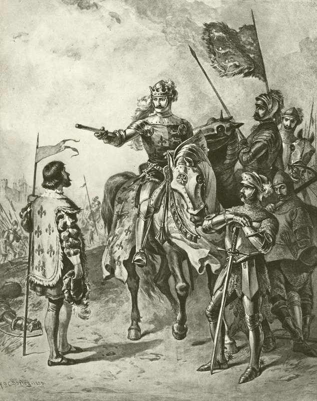 Kong Henry Fifth V. Act IV, Scene VII (gravyr) av Felix Octavius Carr Darley