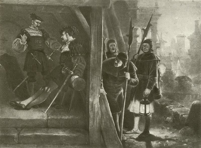 Mye ståhei for ingenting. Akt III-Scene III (gravyr) av Felix Octavius Carr Darley