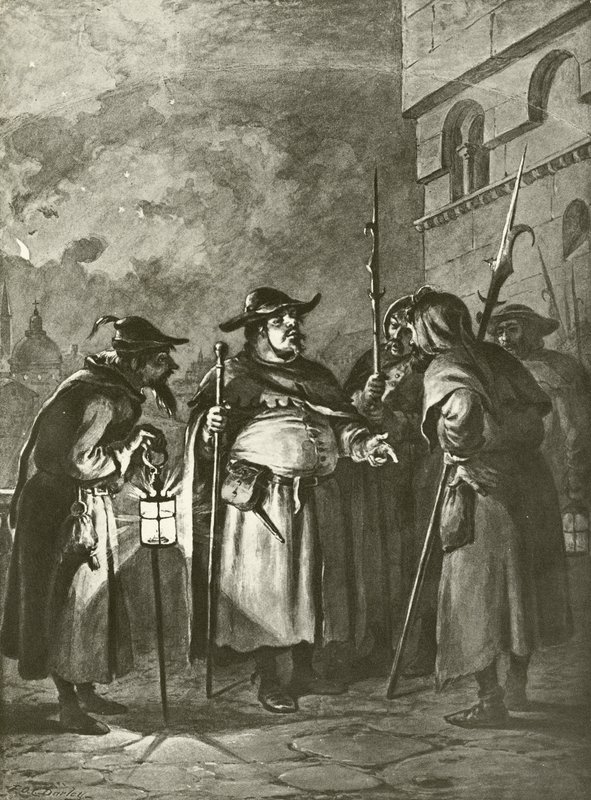 Mye ståhei for ingenting. Akt III, Scene III (gravyr) av Felix Octavius Carr Darley