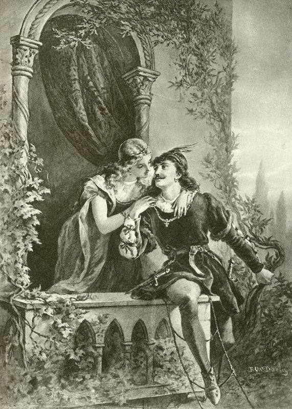 Romeo og Julie. Akt III - Scene V (dyptrykk) av Felix Octavius Carr Darley