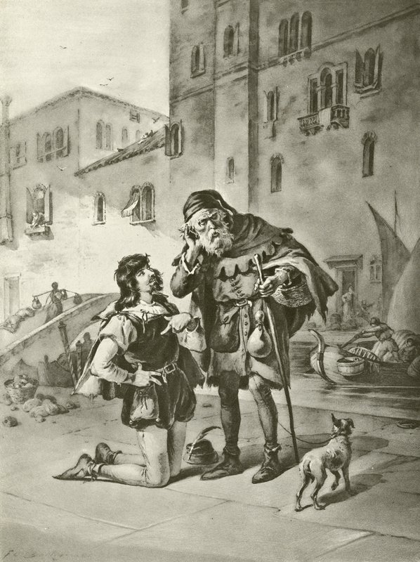 Kjøpmannen i Venezia. Akt II, Scene II (gravyr) av Felix Octavius Carr Darley