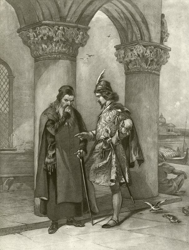 Kjøpmannen i Venezia. Akt I, Scene III (gravyr) av Felix Octavius Carr Darley