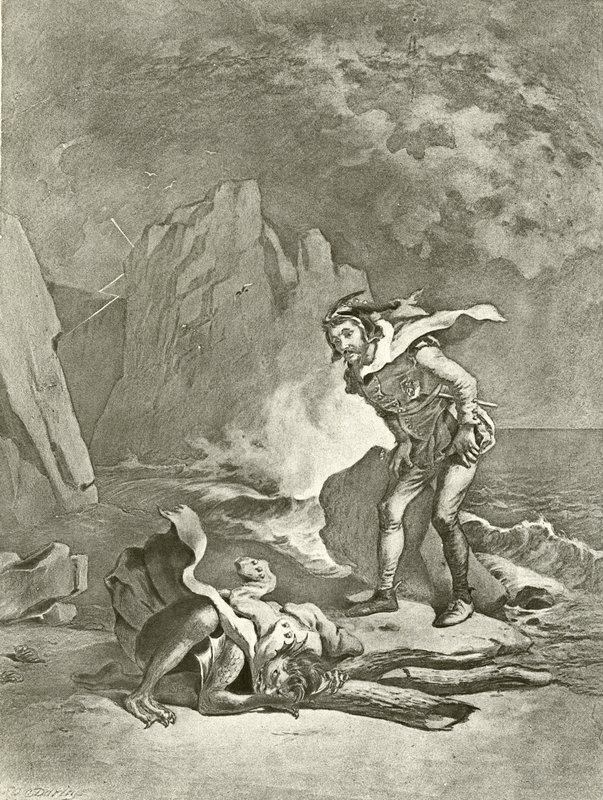Stormen. Akt II, Scene II (gravyr) av Felix Octavius Carr Darley