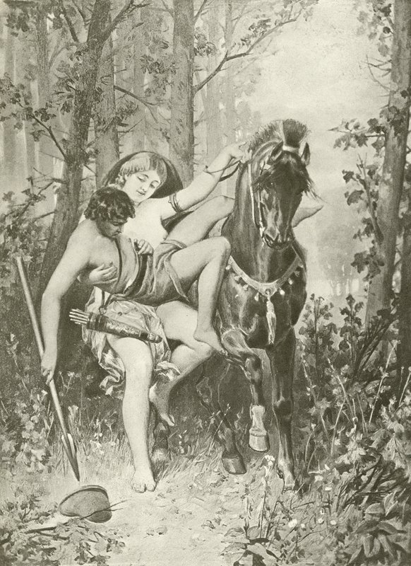 Venus og Adonis. Dikt (gravyr) av Felix Octavius Carr Darley