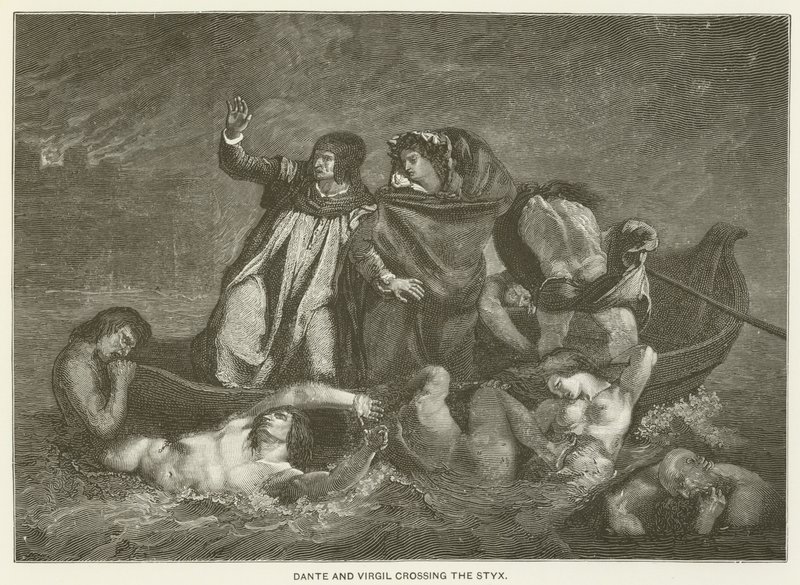 Dante og Virgil krysser Styx av Ferdinand Victor Eugene Delacroix