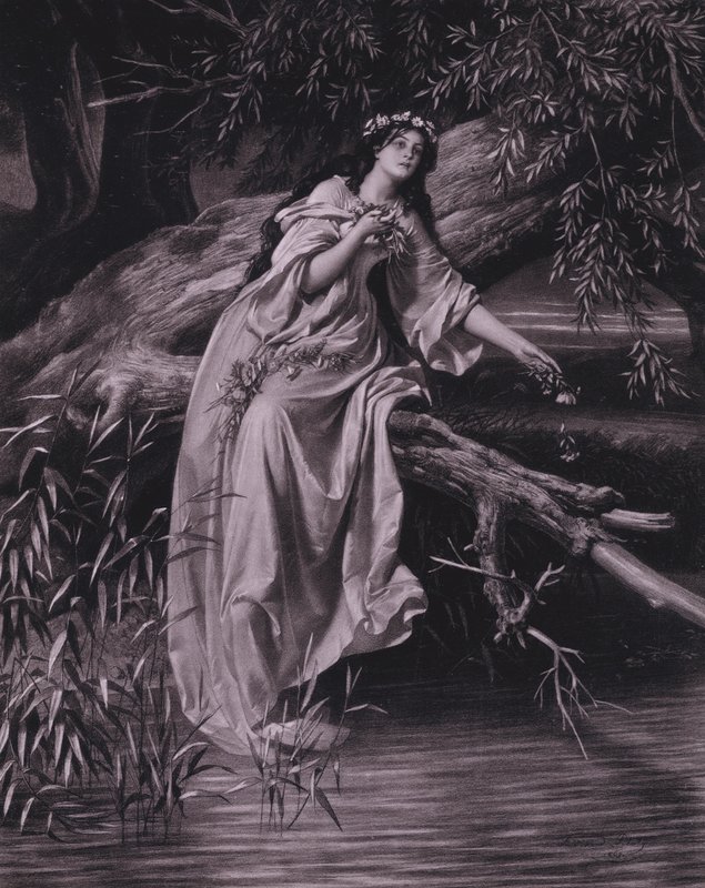 Scene fra Shakespeares Hamlet (akt IV, scene 7) (litho) av Ferdinand the Elder Piloty