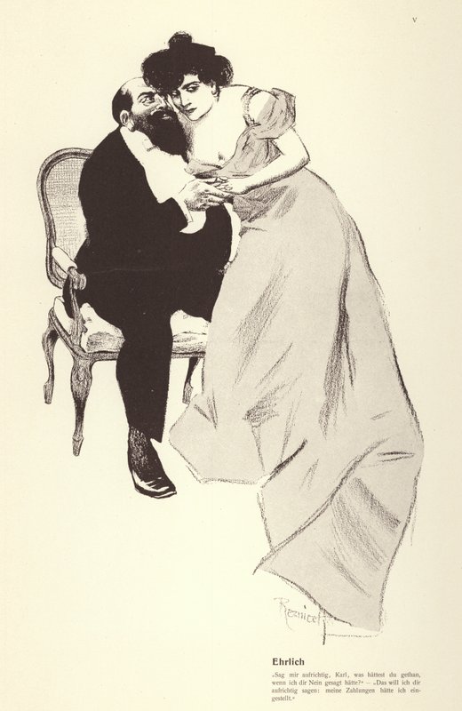 Mann med elskerinnen sin (litho) av Ferdinand von Reznicek