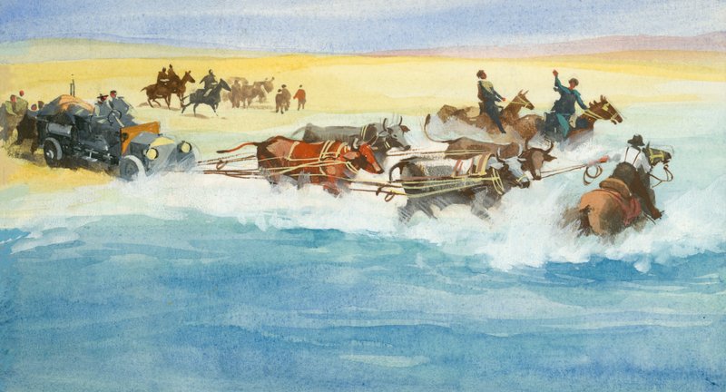 Ti tusen mils motorløp (gouache på papir) av Ferdinando Tacconi