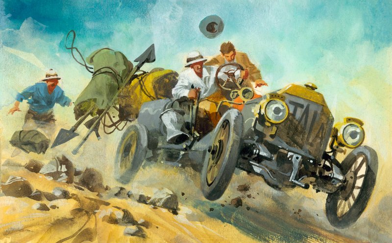 Ti tusen mils motorløp (gouache på papir) av Ferdinando Tacconi