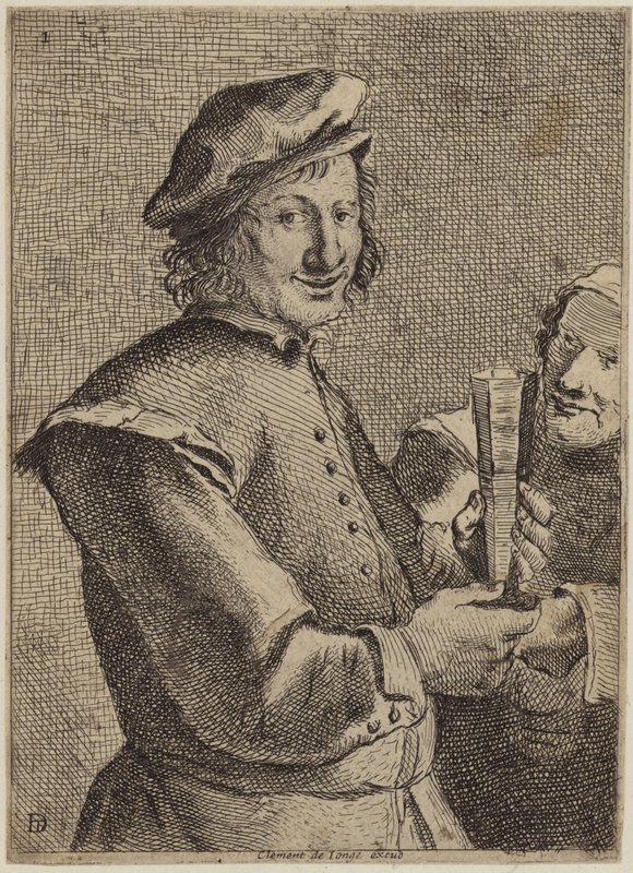 Portrett av en smilende ung mann av Flemish School