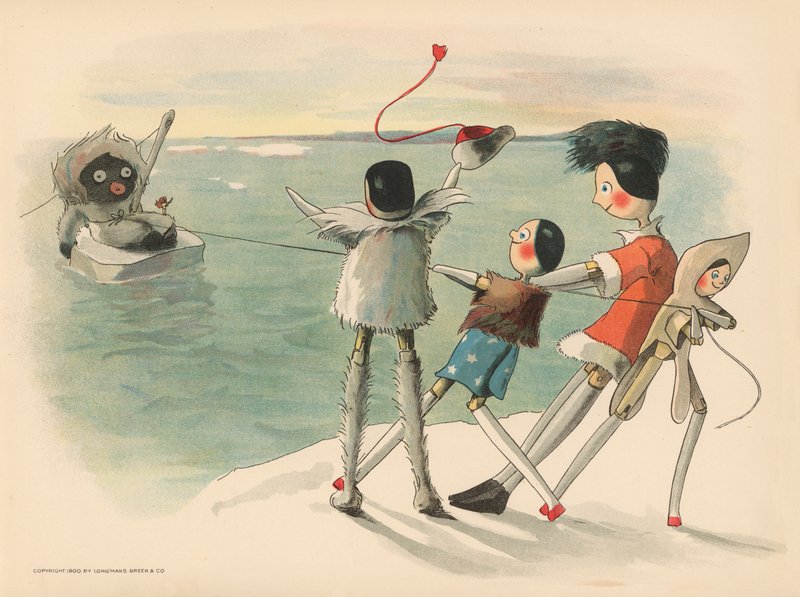 Illustrasjon for The Golliwoggs Polar Adventures av Florence K. Upton