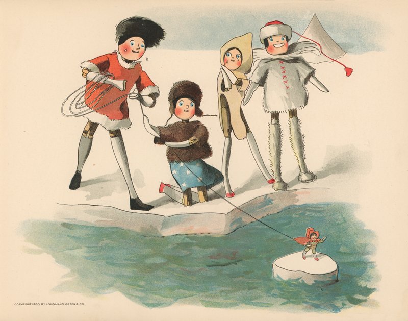 Illustrasjon for The Golliwoggs Polar Adventures av Florence K. Upton