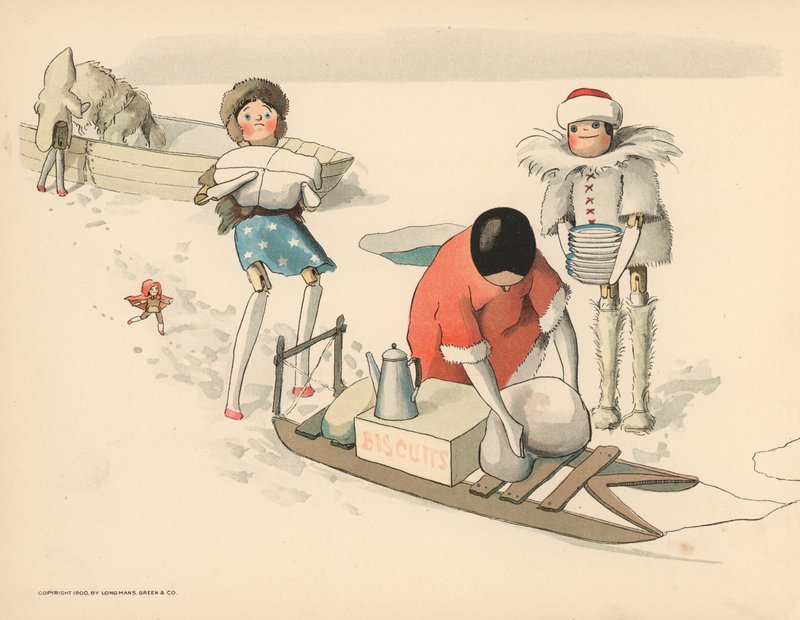 Illustrasjon for The Golliwoggs Polar Adventures av Florence K. Upton