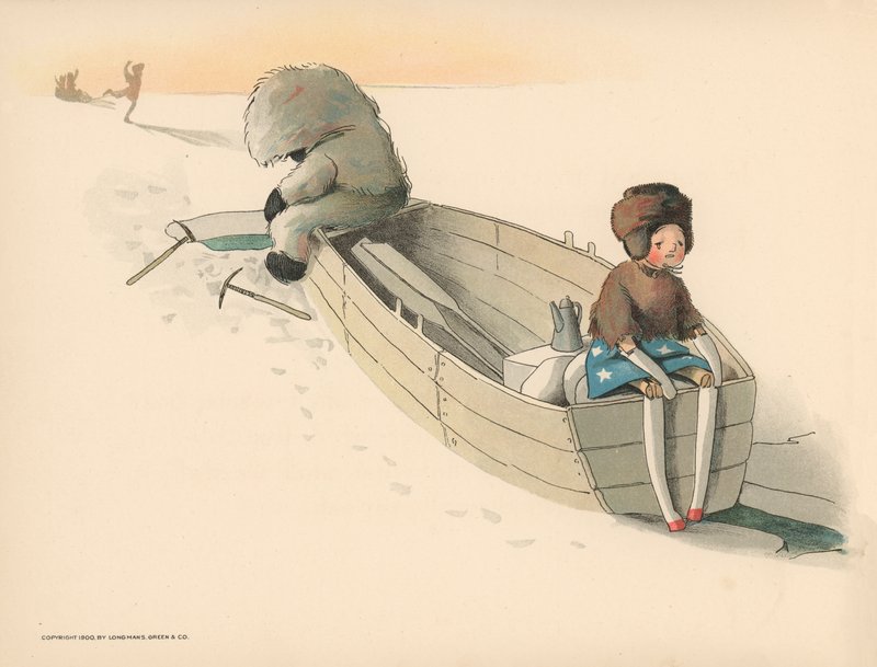 Illustrasjon for The Golliwoggs Polar Adventures av Florence K. Upton