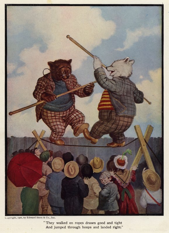 De gikk på tau trukket godt og stramt og hoppet gjennom bøyler og landet rett av Floyd V. Campbell