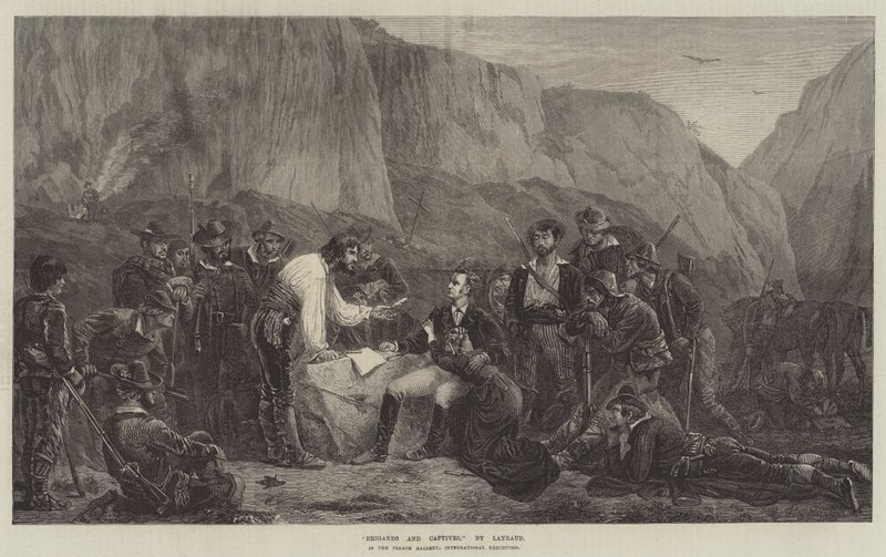 Brigands and Captives, i det franske galleriet, internasjonal utstilling av Fortune Joseph Seraphin Layraud