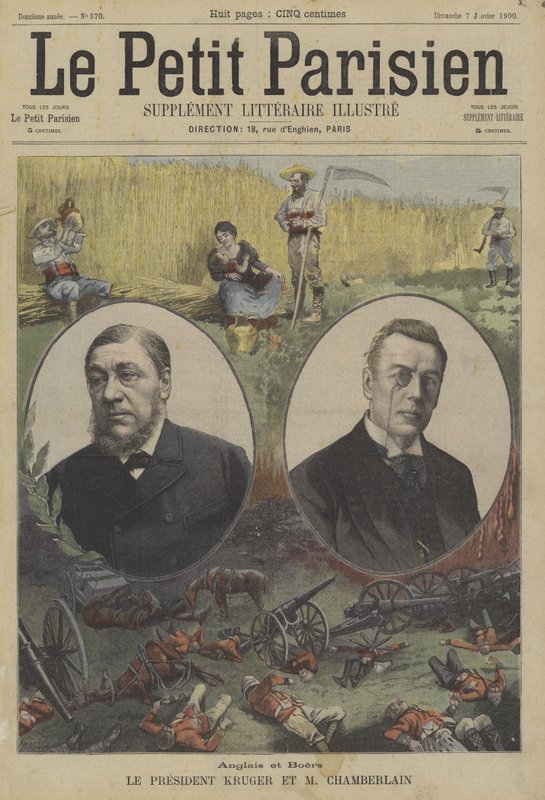 Briter og boere: President Kruger av Transvaal og Joseph Chamberlain, britisk utenriksminister for koloniene av Fortune Louis Meaulle