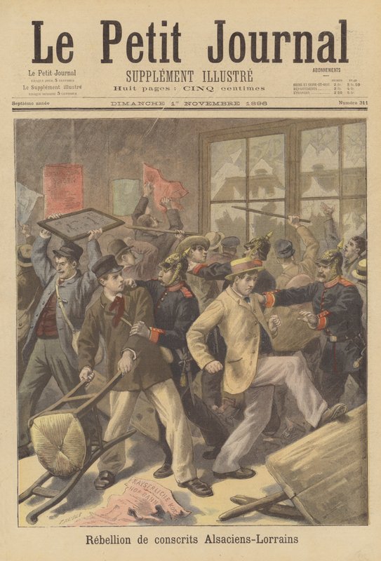 Vernepliktige fra Alsace og Lorraine gjør opprør mot deres innkalling til den tyske hæren av Fortune Louis Meaulle