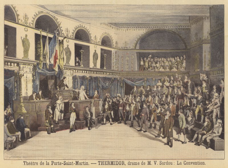 Produksjon av Thermidor ved Theatre de la Porte-Saint-Martin av Fortune Louis Meaulle