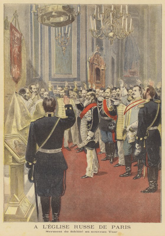 Avverget lojalitetsed til den nye tsaren i den russiske kirken i Paris av Fortune Louis Meaulle