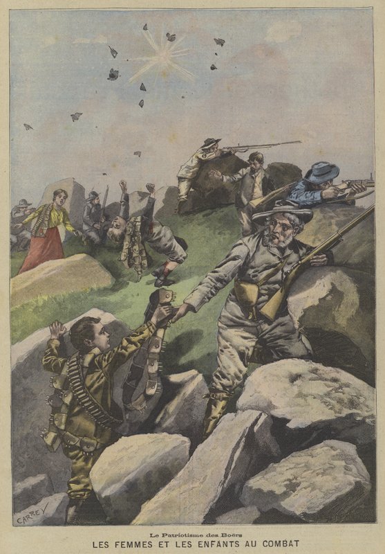 Boerenes patriotisme: kvinner og barn hjelper til i frontlinjen av Fortune Louis Meaulle