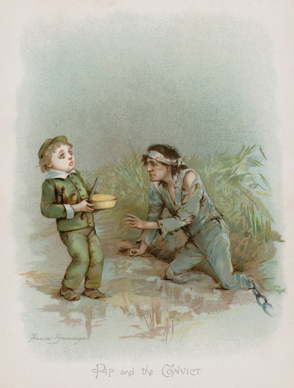 Pip and the Convict (chromolitho) av Frances Brundage