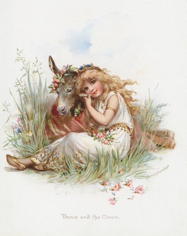 Titania og klovnen (chromolitho) av Frances Brundage