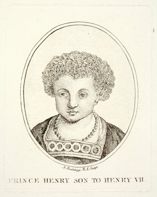 Prins Henry, den fremtidige kong Henry VIII, sønn av Henry VII og Elizabeth av York (gravering) av Francesco (after) Bartolozzi