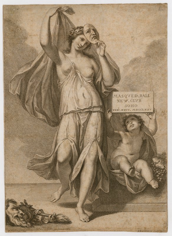 Invitasjon til maskeball i Soho i 1775 av Francesco Bartolozzi