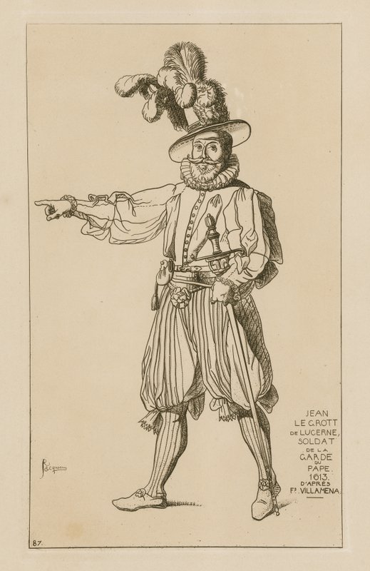 Jean le Grott av Luzern, pavens vaktmann, 1613 av Francesco Villamena
