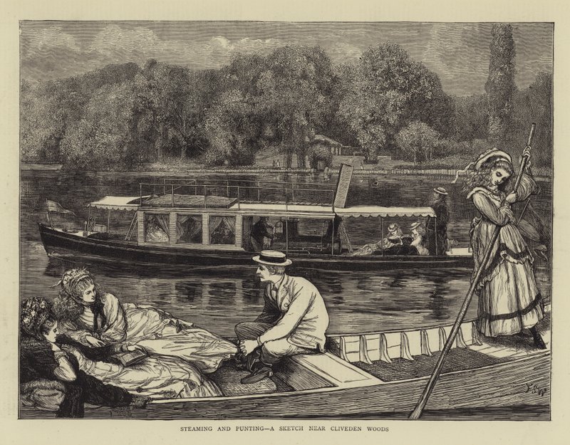 Steaming and Punting, en skisse nær Cliveden Woods av Francis S. Walker