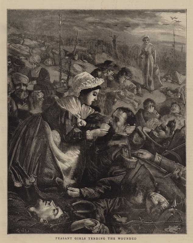 Bondepiker som pleier de sårede av Francis Wilfred Lawson