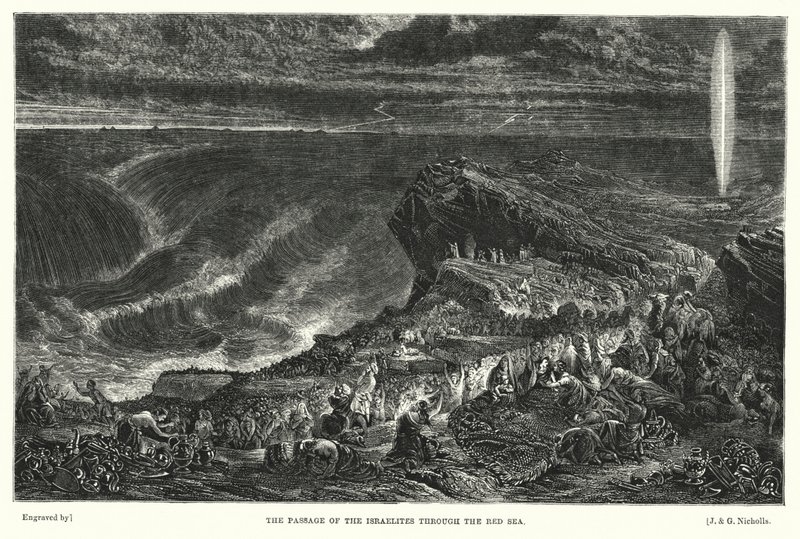 Israelittenes passasje gjennom Rødehavet (gravering) av Francis (after) Danby