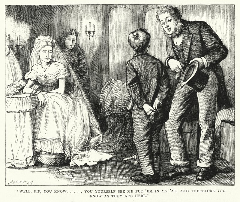 Illustrasjon for store forventninger av Charles Dickens (gravering) av Francis Arthur Fraser