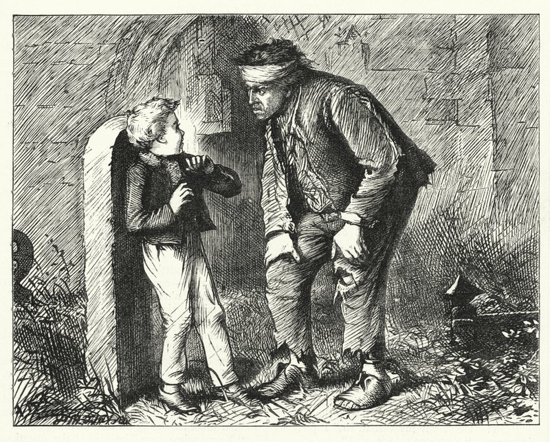 Illustrasjon for store forventninger av Charles Dickens (gravering) av Francis Arthur Fraser