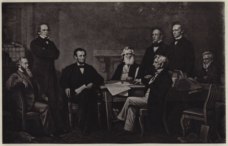Første lesning av Abraham Lincolns Emancipation Proclamation (litho) av Francis Bicknell (after) Carpenter