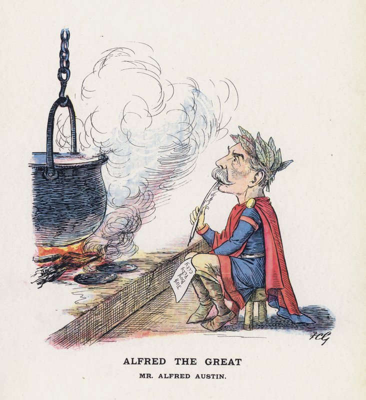 Alfred den store, herr Alfred Austin (farge litho) av Francis Carruthers Gould